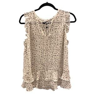 CAbi Cream Floral Ruffle Blouse